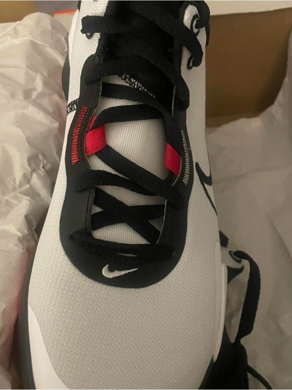 Nike White Black Pure Platinum Running Shoes Box Label